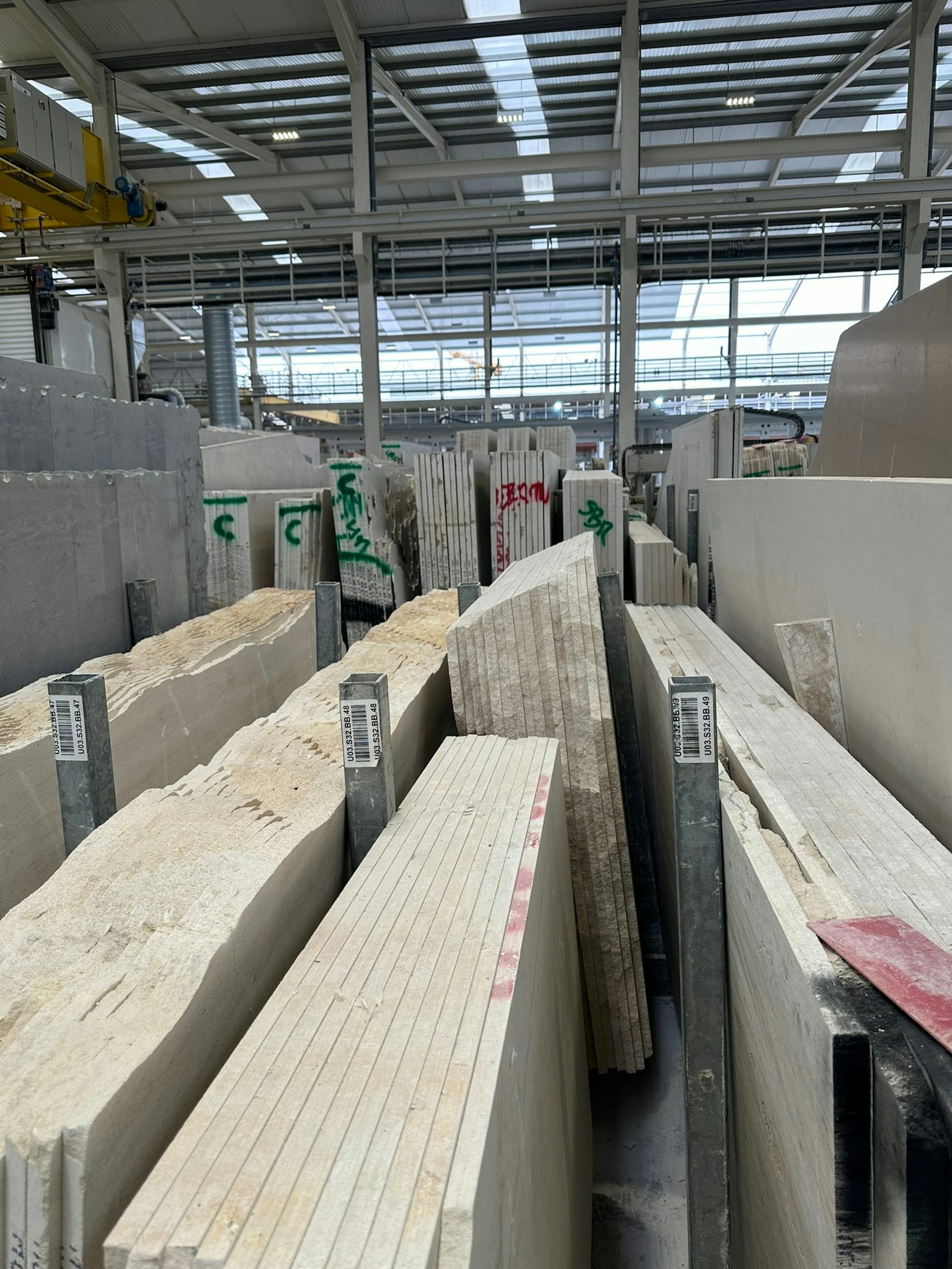 Sorted stone slabs waiting to be finished.